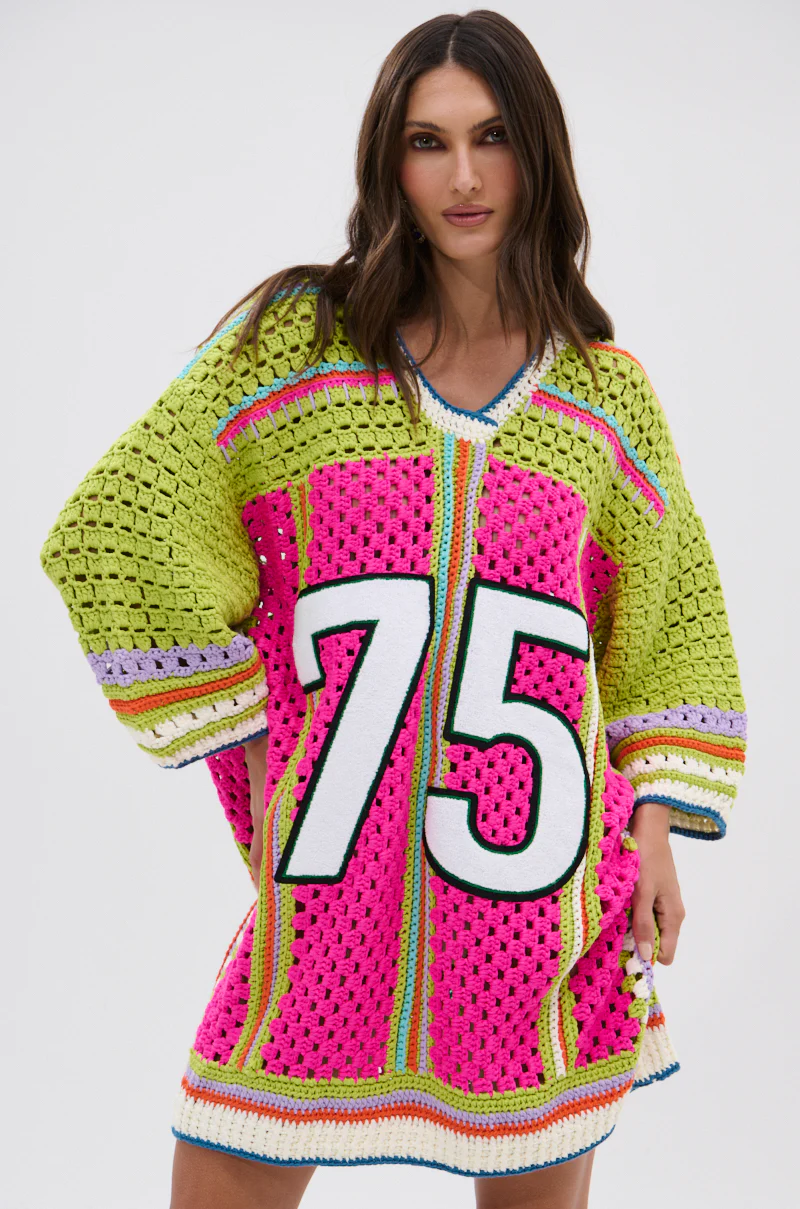 COURTSIDE OR SEASIDE CROCHET JERSEY DRESS - Image 3