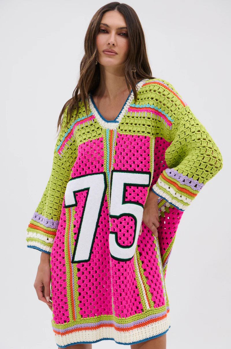 COURTSIDE OR SEASIDE CROCHET JERSEY DRESS - Image 4