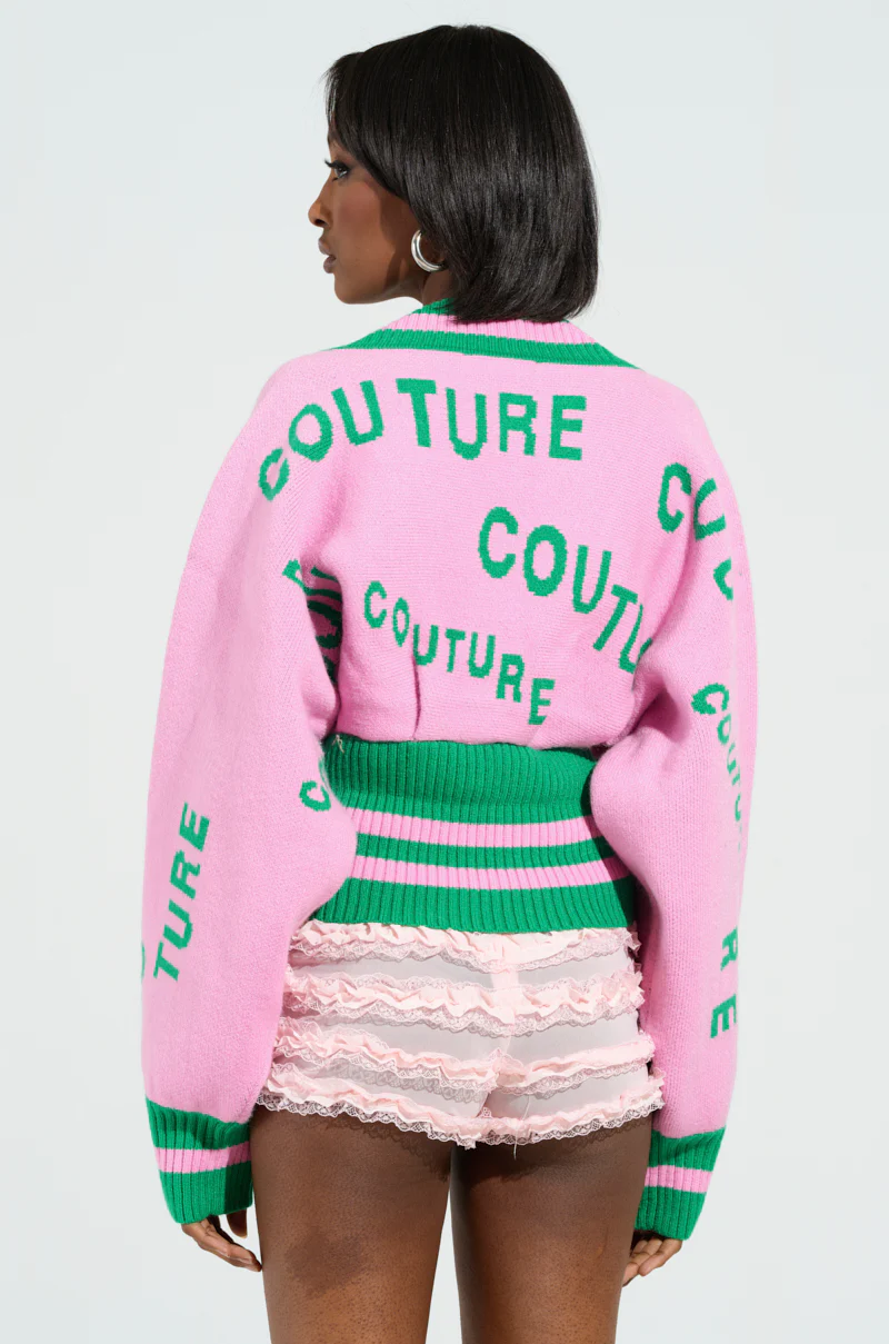 COUTURE DOWN STRIPED V-NECK SWEATER - Image 6