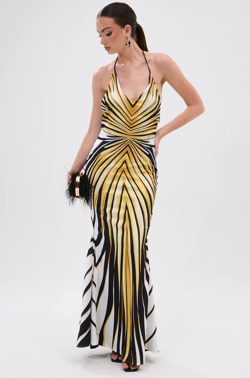 COVER STAR PRINTED SATIN MIDI DRESS