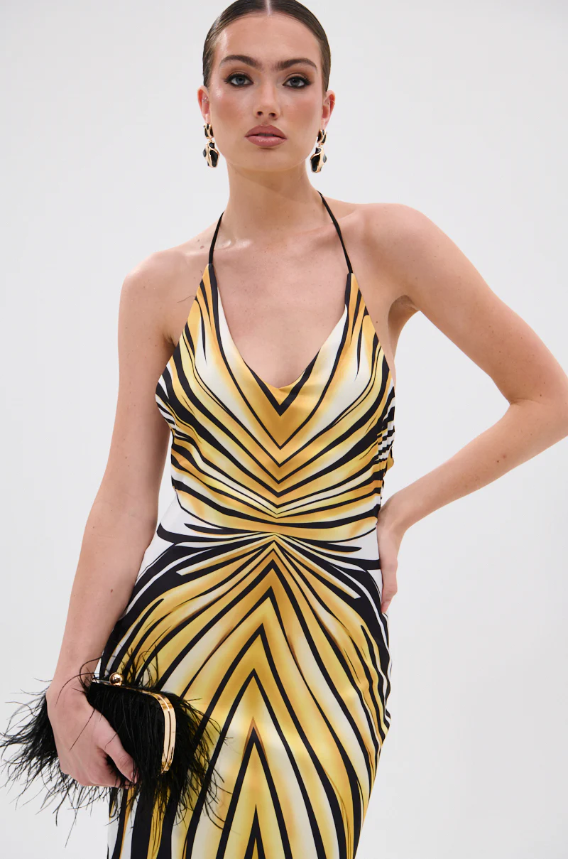 COVER STAR PRINTED SATIN MIDI DRESS - Image 5