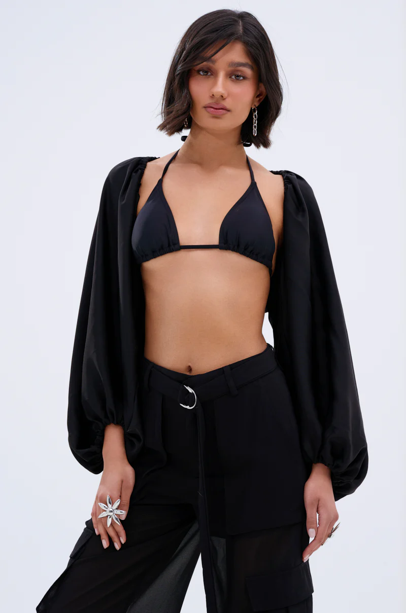 COVER UP CHIFFON SHRUG IN BLACK - Image 2