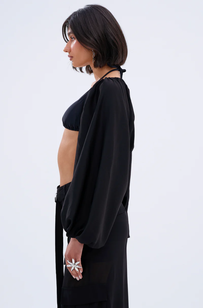 COVER UP CHIFFON SHRUG IN BLACK - Image 5
