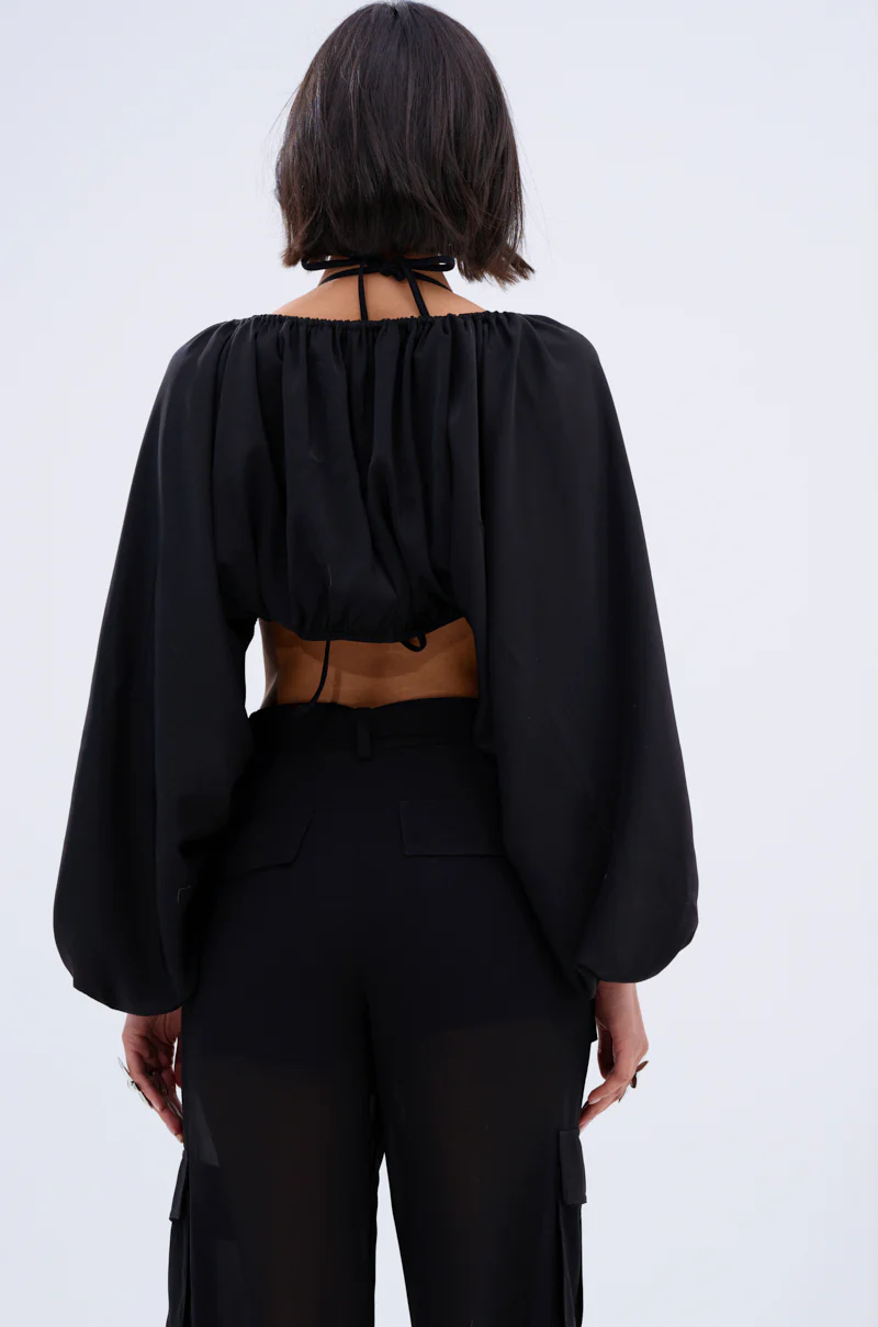 COVER UP CHIFFON SHRUG IN BLACK - Image 6