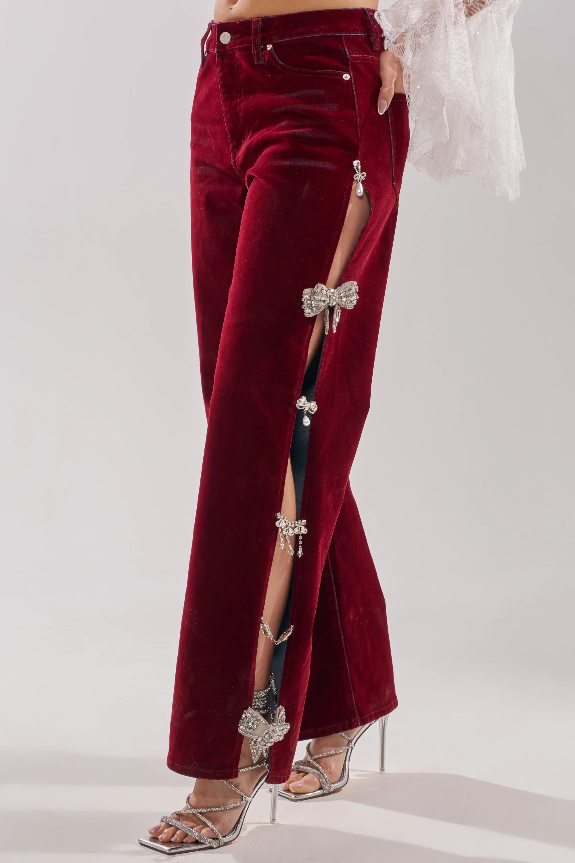 COVERED IN DIAMONDS RELAXED VELVET DENIM