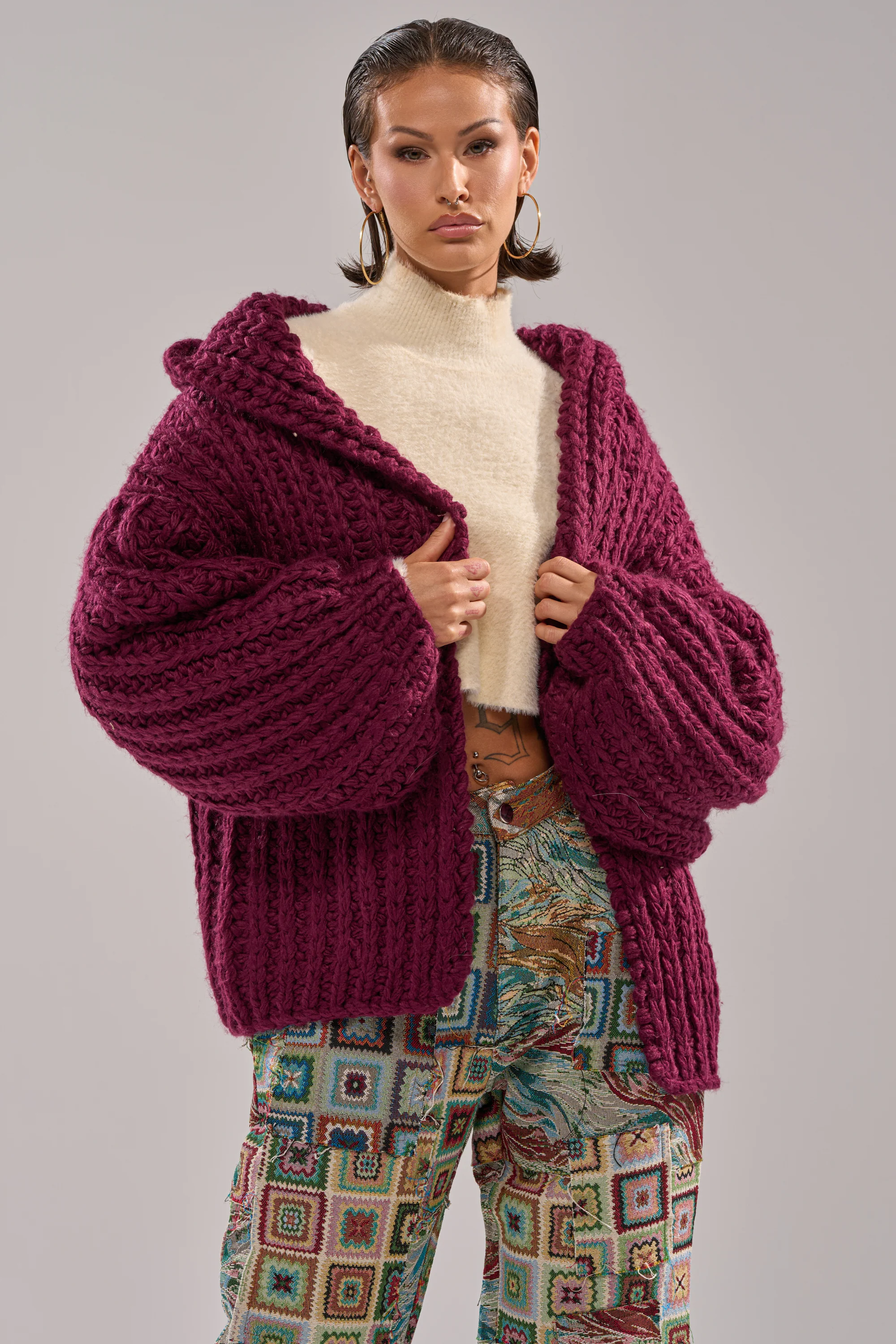 COZY CROCHET HOODED CARDIGAN - Image 3