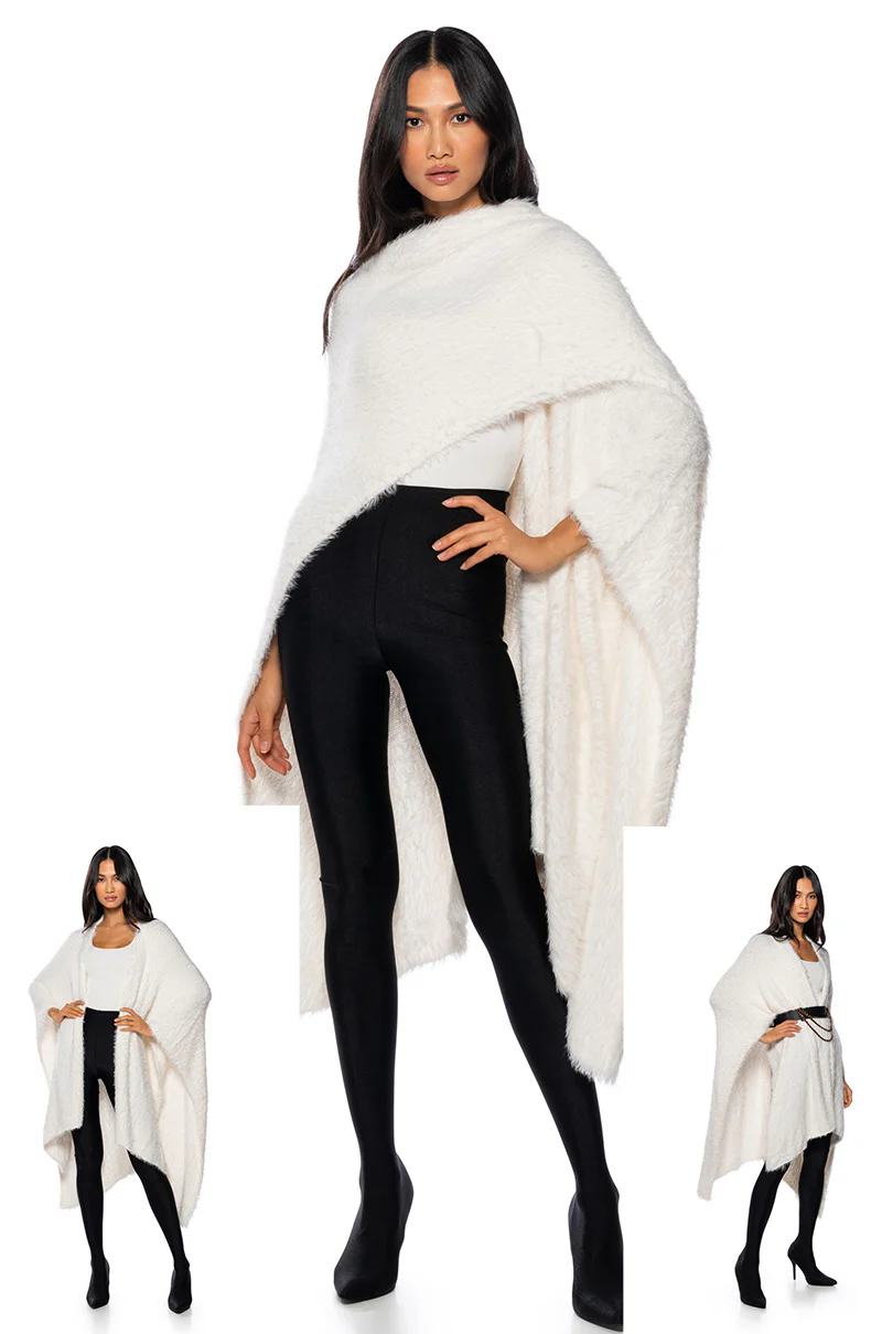 COZY TAPE KNIT PONCHO - Image 4