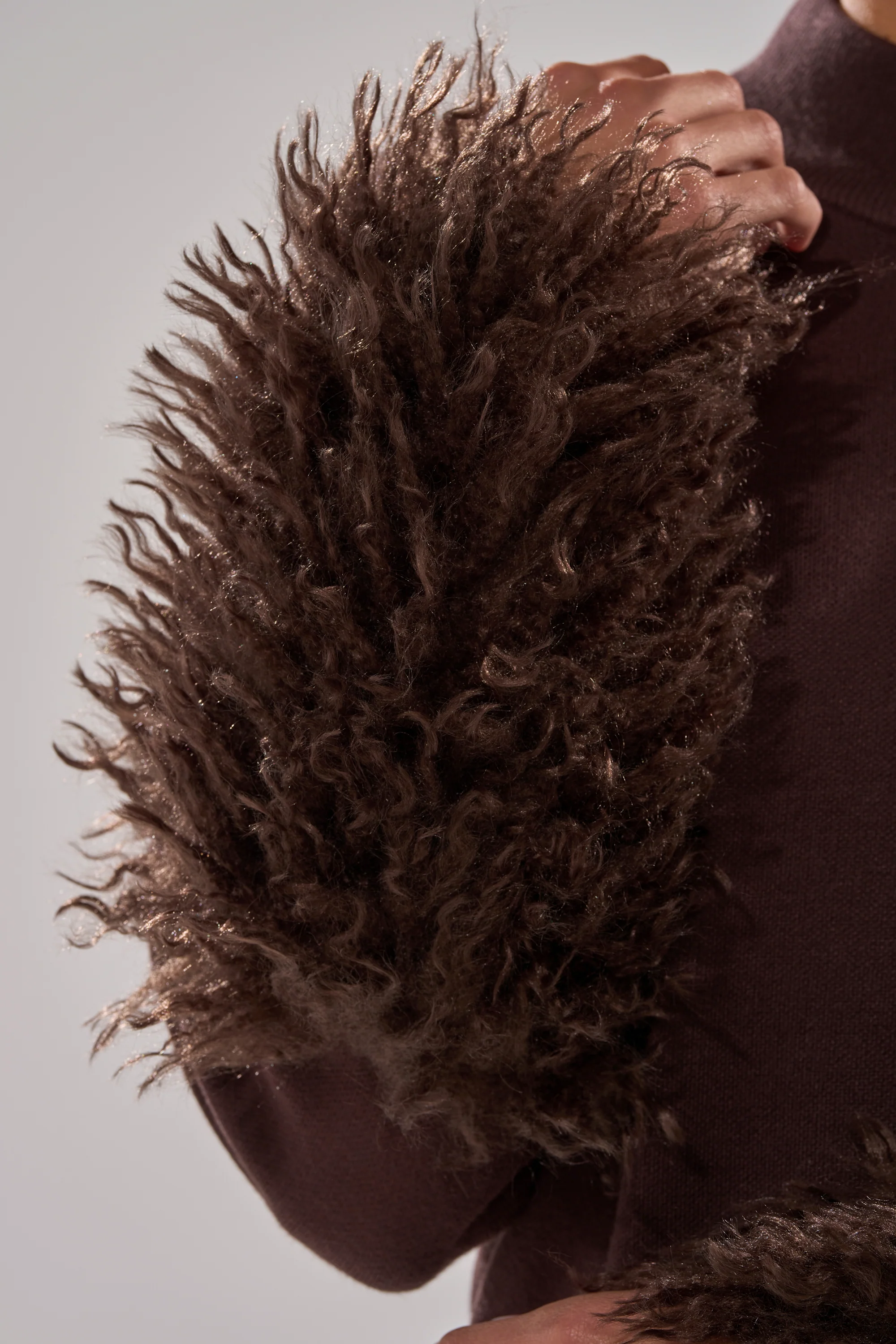 COZY VIBES SWEATER WITH FUR CUFF IN BROWN - Image 9