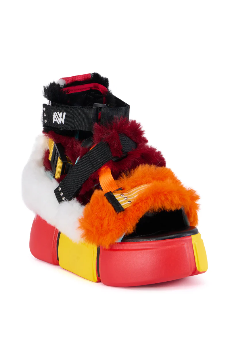 CRANBERRY MULTI FUZZY SANDAL - Image 3