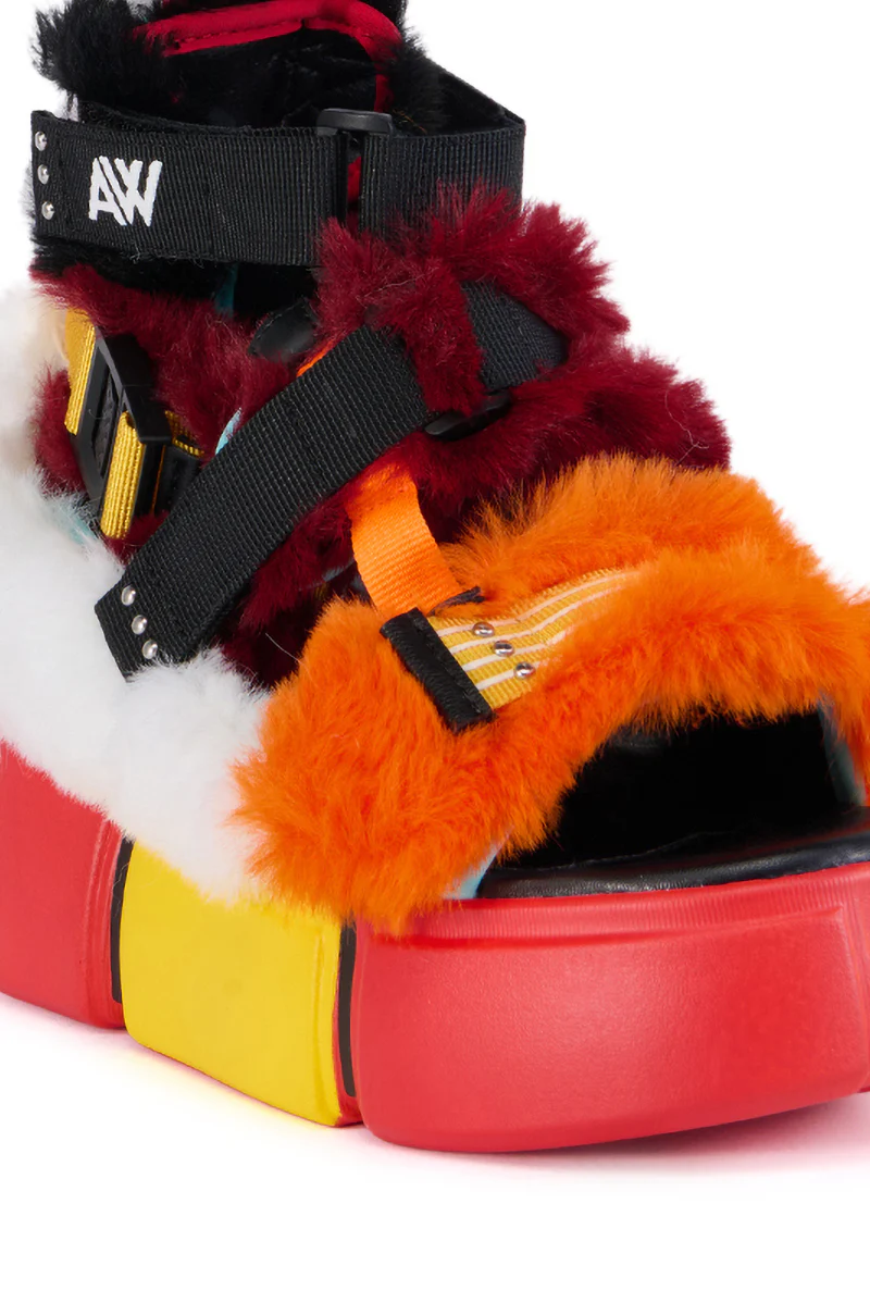CRANBERRY MULTI FUZZY SANDAL - Image 5