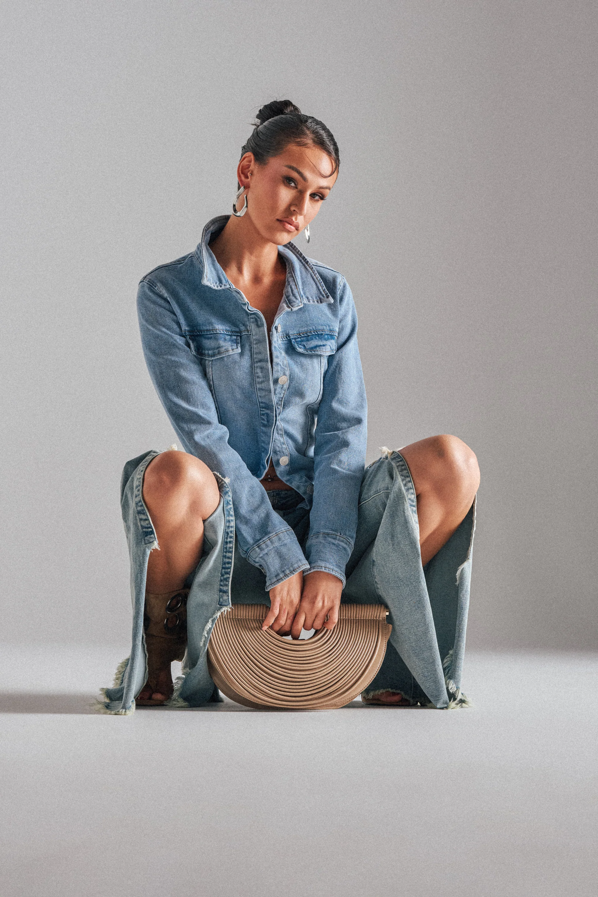 CRAZY ENOUGH LACE UP FLARE DENIM - Image 3