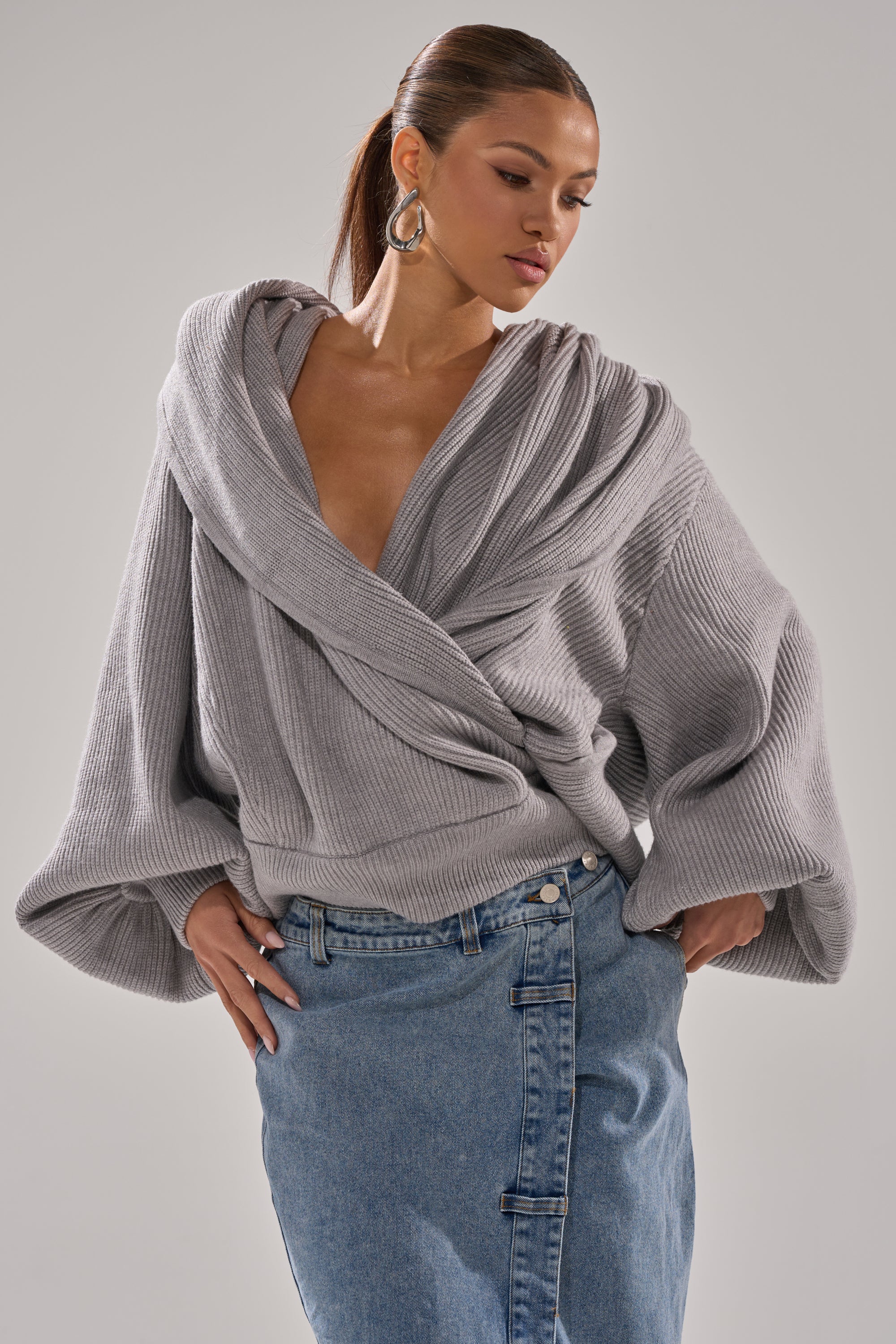 CRAZY FOR YOU CROSS FRONT SWEATER - Image 2