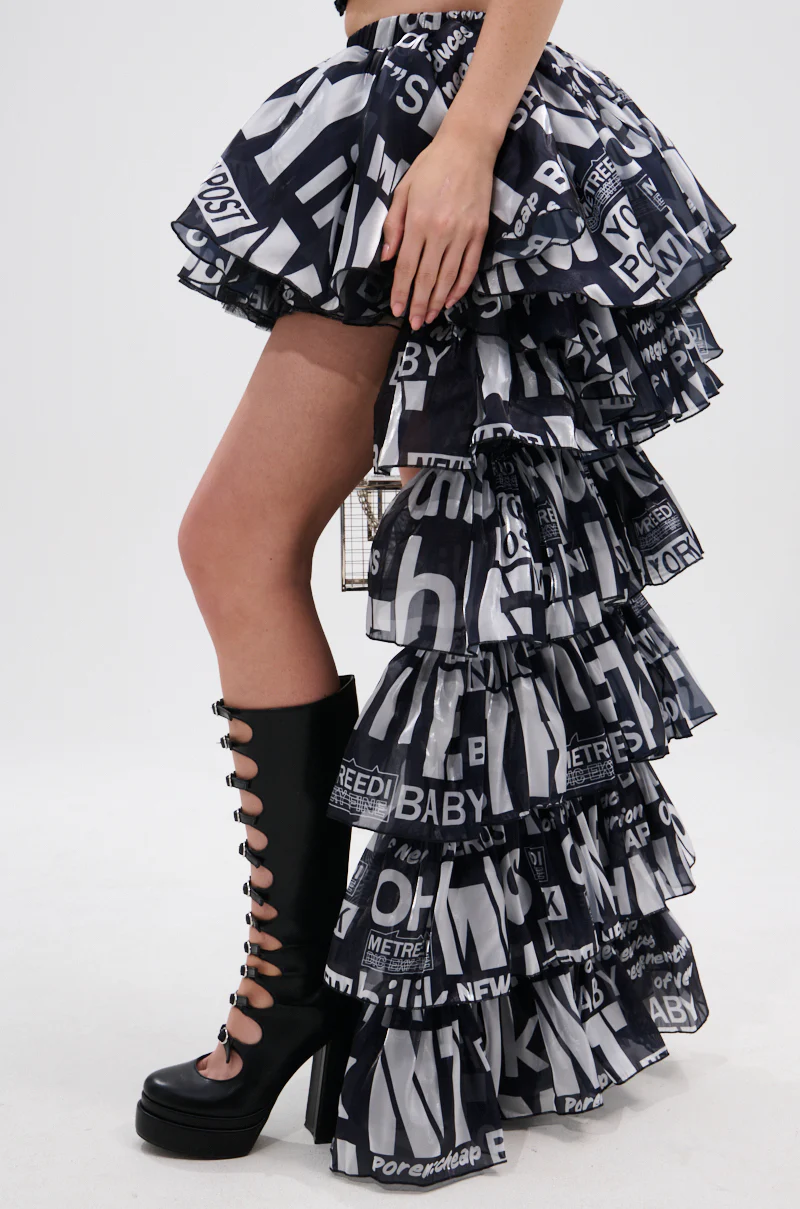 CRAZY FOR YOU HIGH LOW GRAPHIC SKIRT - Image 4
