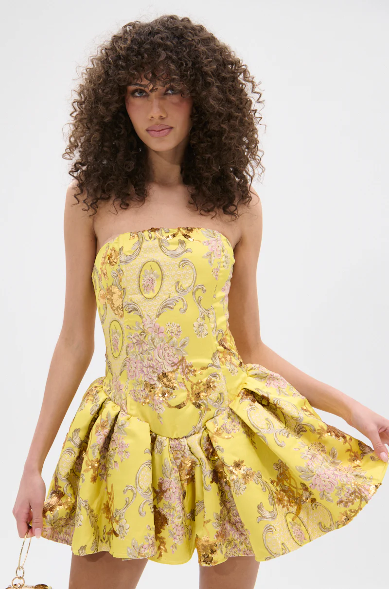 CRAZY IN LOVE BROCADE MINI DRESS - Image 3