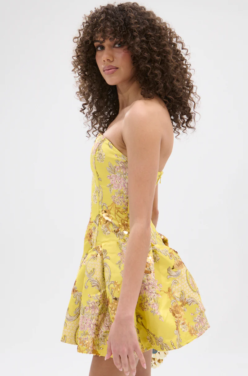 CRAZY IN LOVE BROCADE MINI DRESS - Image 4