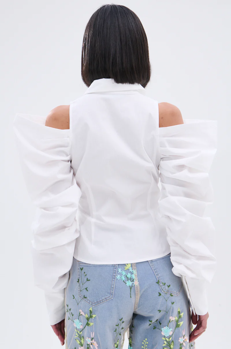 CRAZY IN LOVE WHITE BUTTON DOWN BLOUSE - Image 5