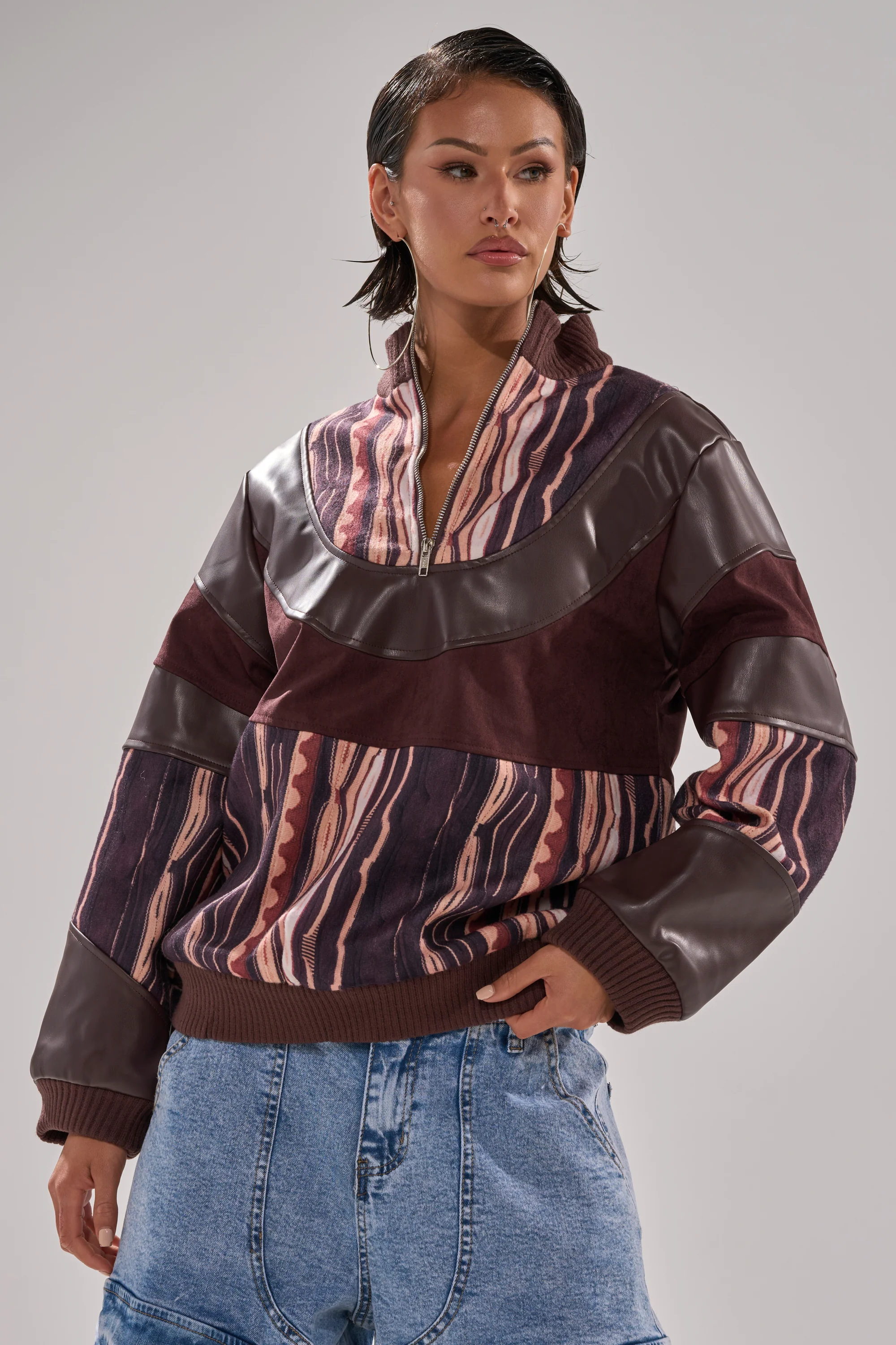 CRAZY IN LOVE FAUX LEATHER SWEATSHIRT - Image 2