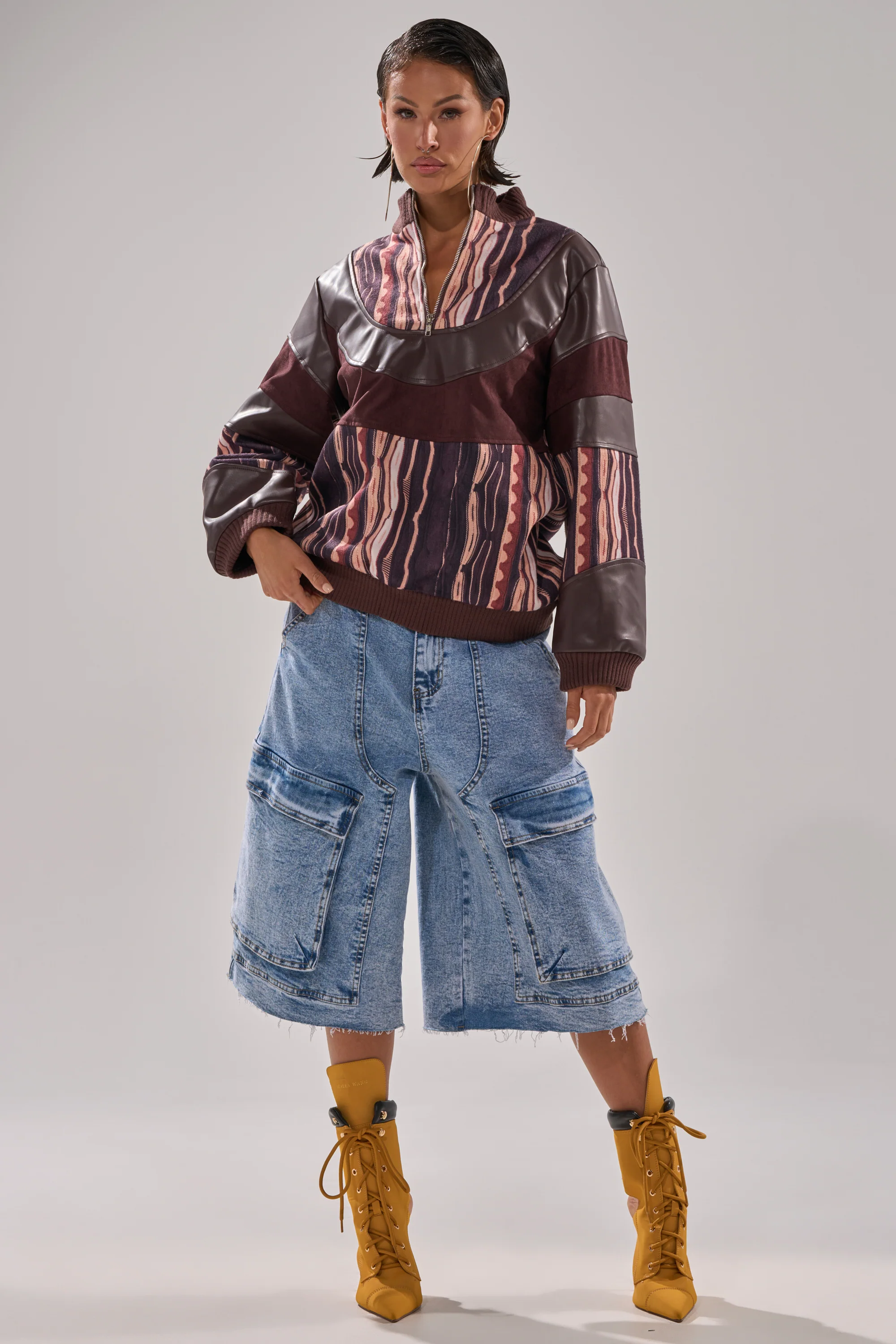 CRAZY IN LOVE FAUX LEATHER SWEATSHIRT - Image 6