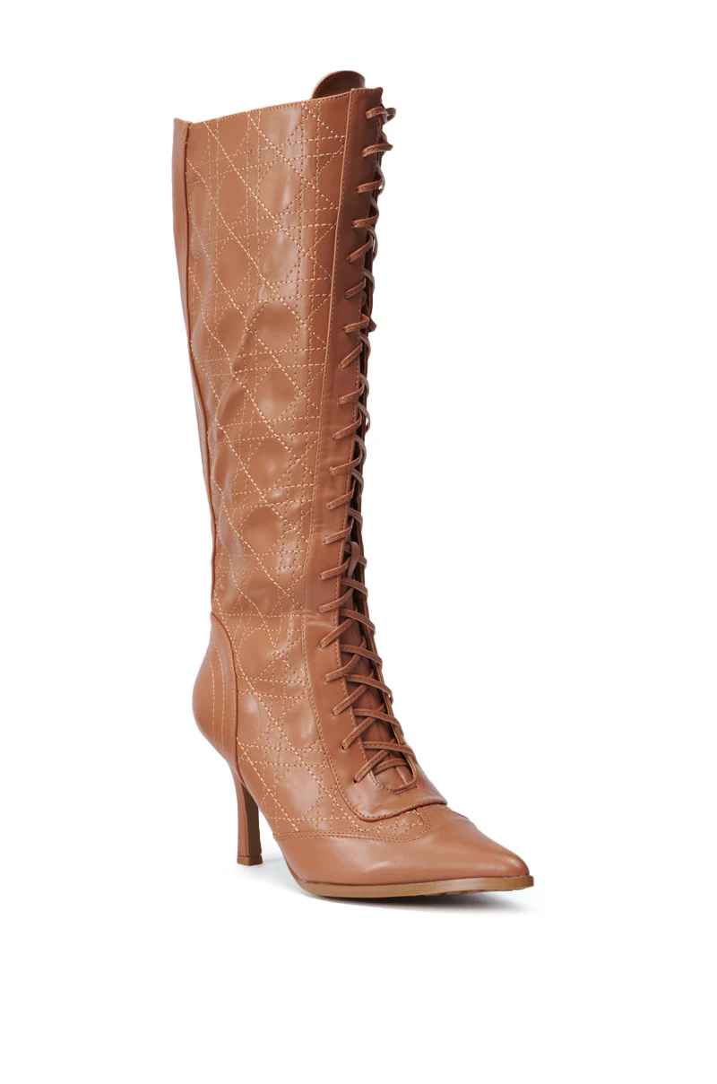 CREATOR TAN LACE UP STILETTO BOOT - Image 5