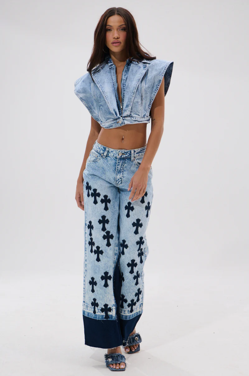 CROSSED OUT WIDE LEG DENIM - Image 2
