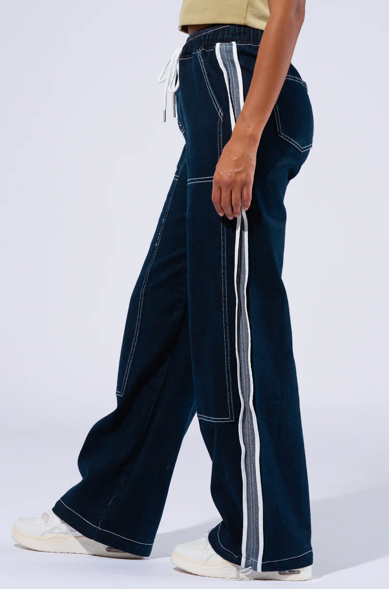 CRYSTAL DENIM STRIPED JOGGER PANT - Image 4