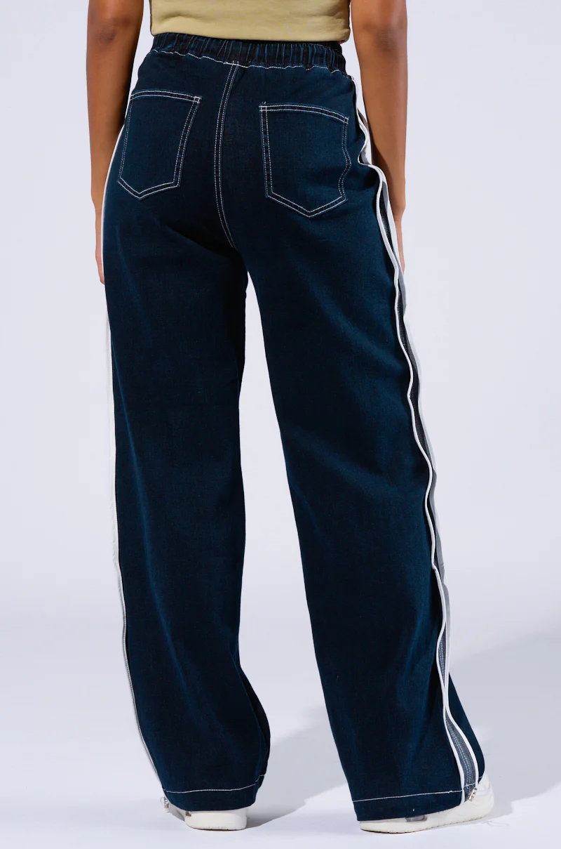 CRYSTAL DENIM STRIPED JOGGER PANT - Image 5
