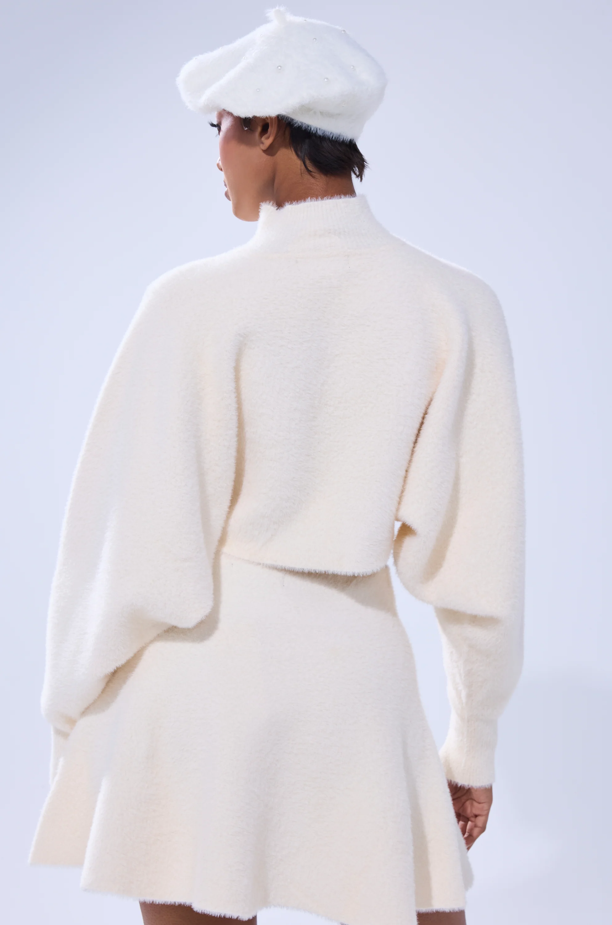 CUDDLE UP FUZZY CROPPED SWEATER IN IVORY - Image 5