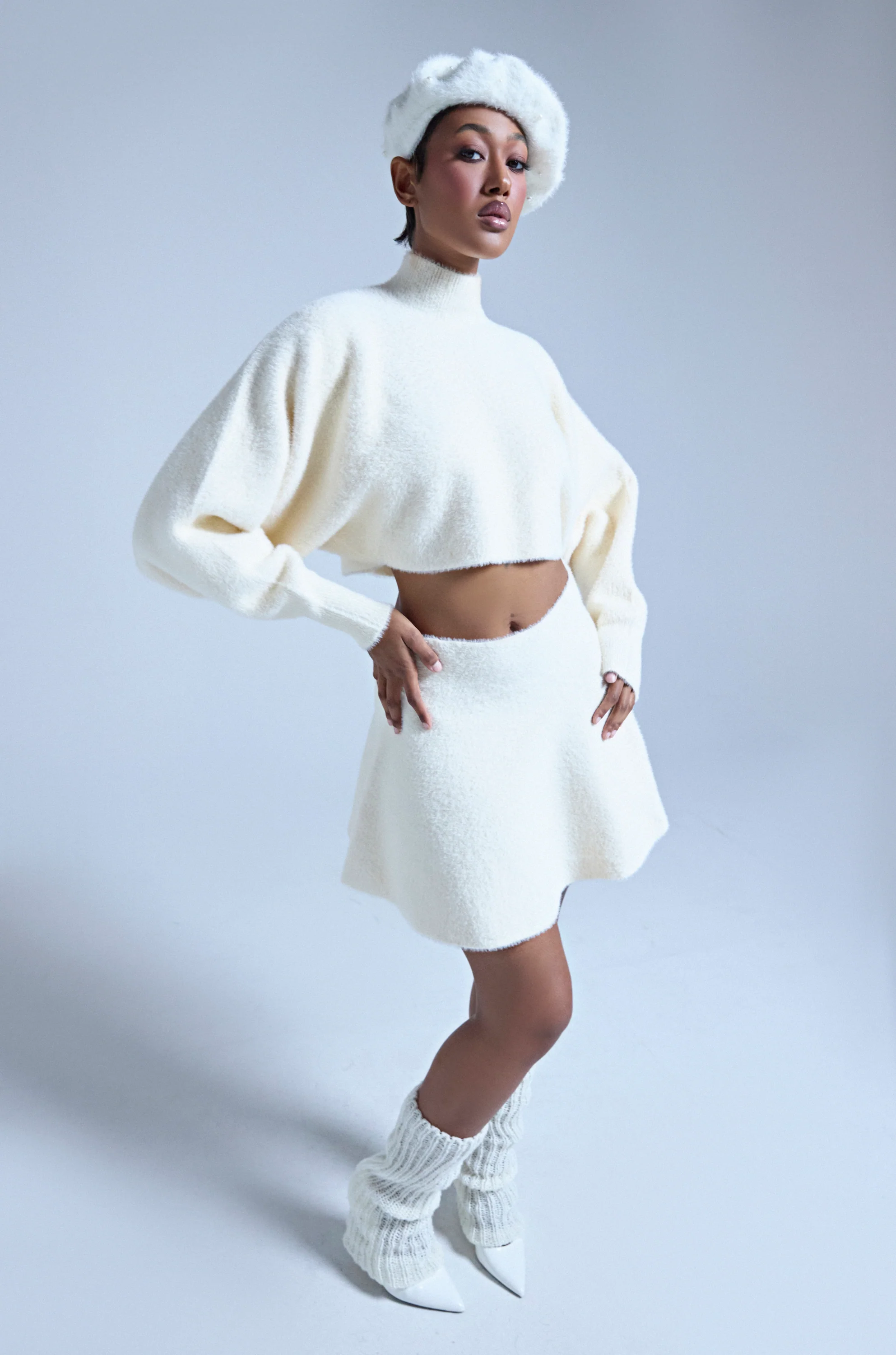 CUDDLE UP FUZZY CROPPED SWEATER IN IVORY - Image 6
