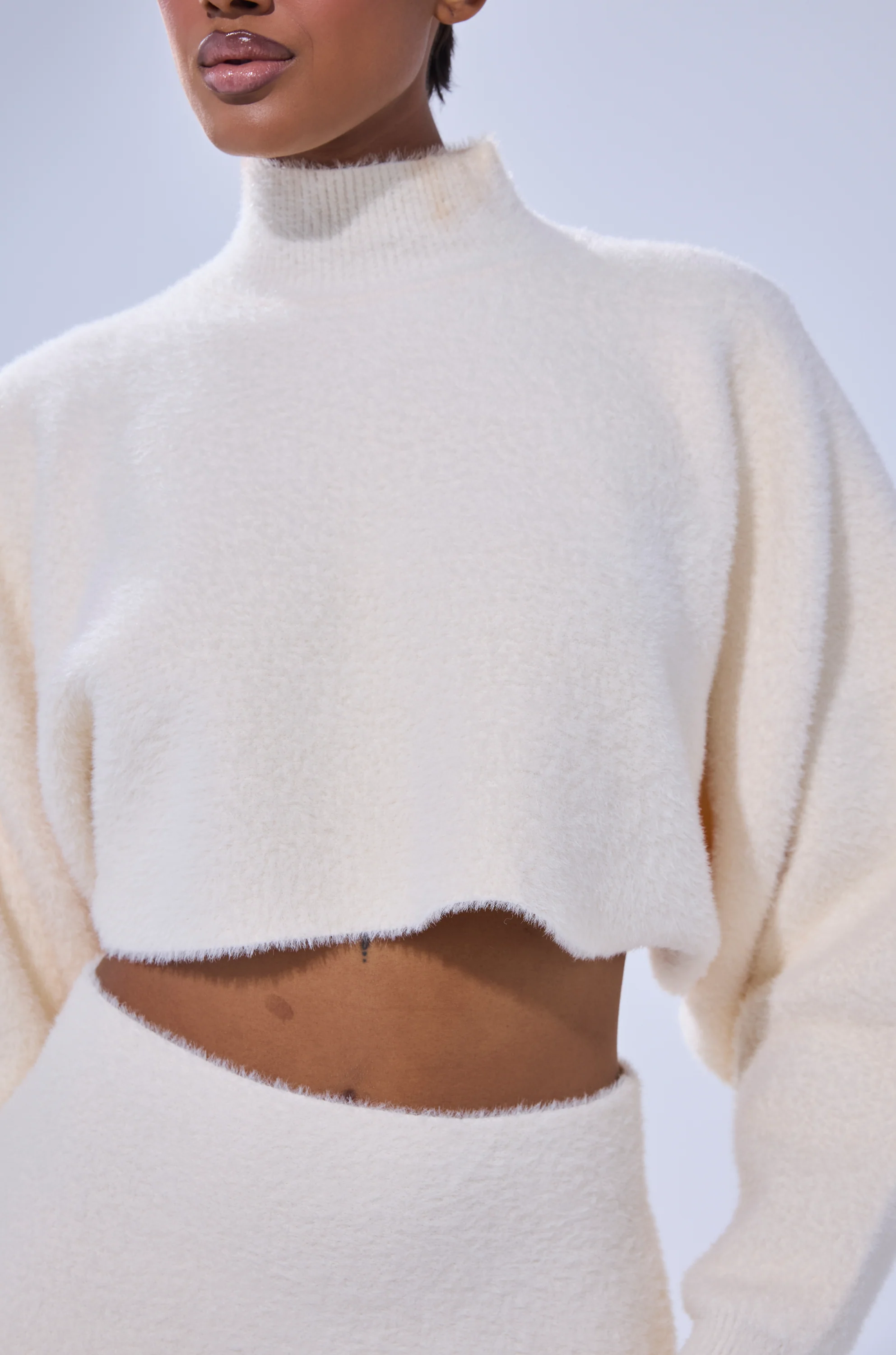 CUDDLE UP FUZZY CROPPED SWEATER IN IVORY - Image 7