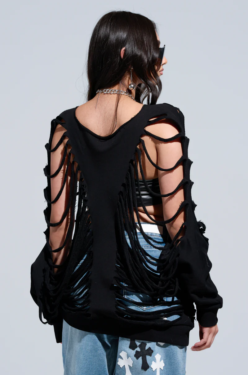 CUT HIM OFF FRENCH TERRY SWEATSHIRT IN BLACK - Image 3