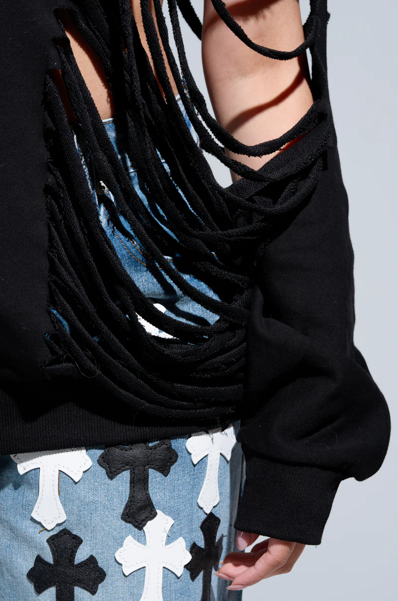 CUT HIM OFF FRENCH TERRY SWEATSHIRT IN BLACK - Image 6