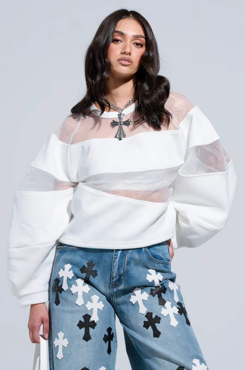 CUT HIM OFF SWEATSHIRT IN IVORY - Image 2