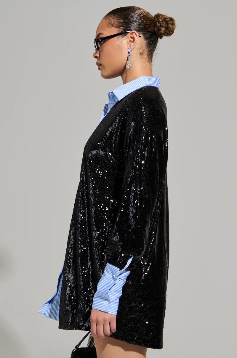 CYRUS SEQUIN POPLIN SHIRT DRESS - Image 4