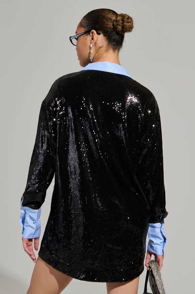 CYRUS SEQUIN POPLIN SHIRT DRESS - Image 5