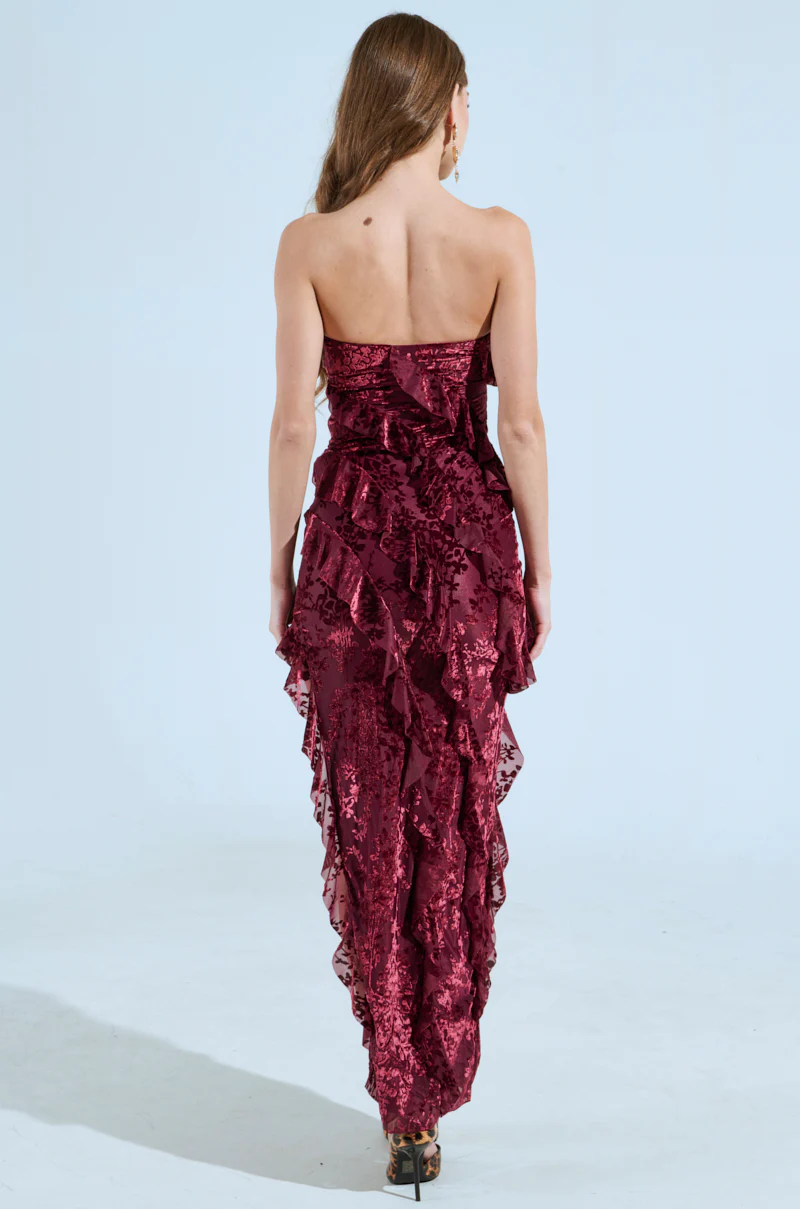 CYRUS VELVET MAXI DRESS IN BURGUNDY - Image 6
