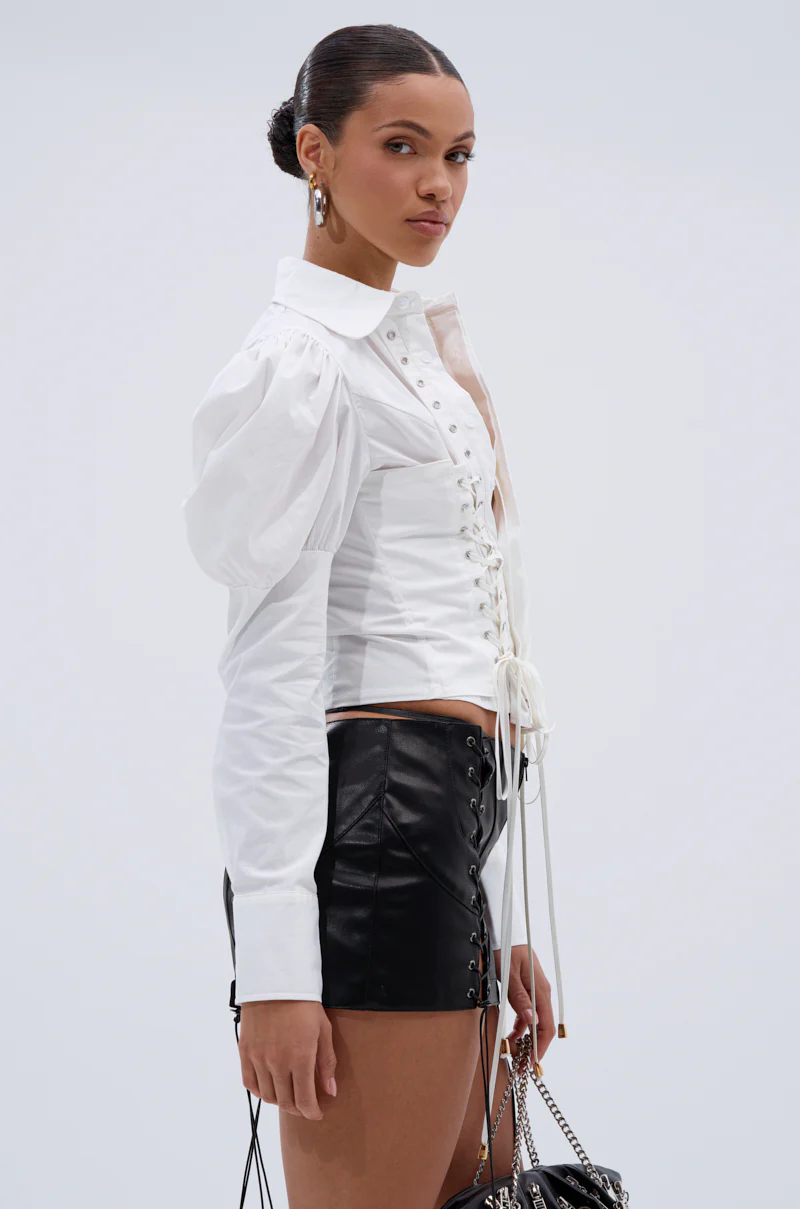 DAKOTA LACEUP BUTTON DOWN BLOUSE - Image 5