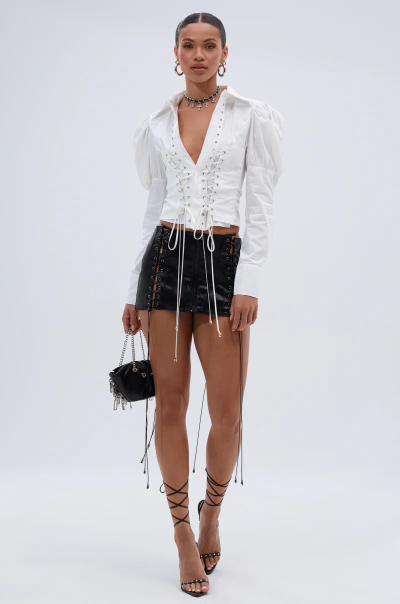 DAKOTA LACEUP BUTTON DOWN BLOUSE - Image 7