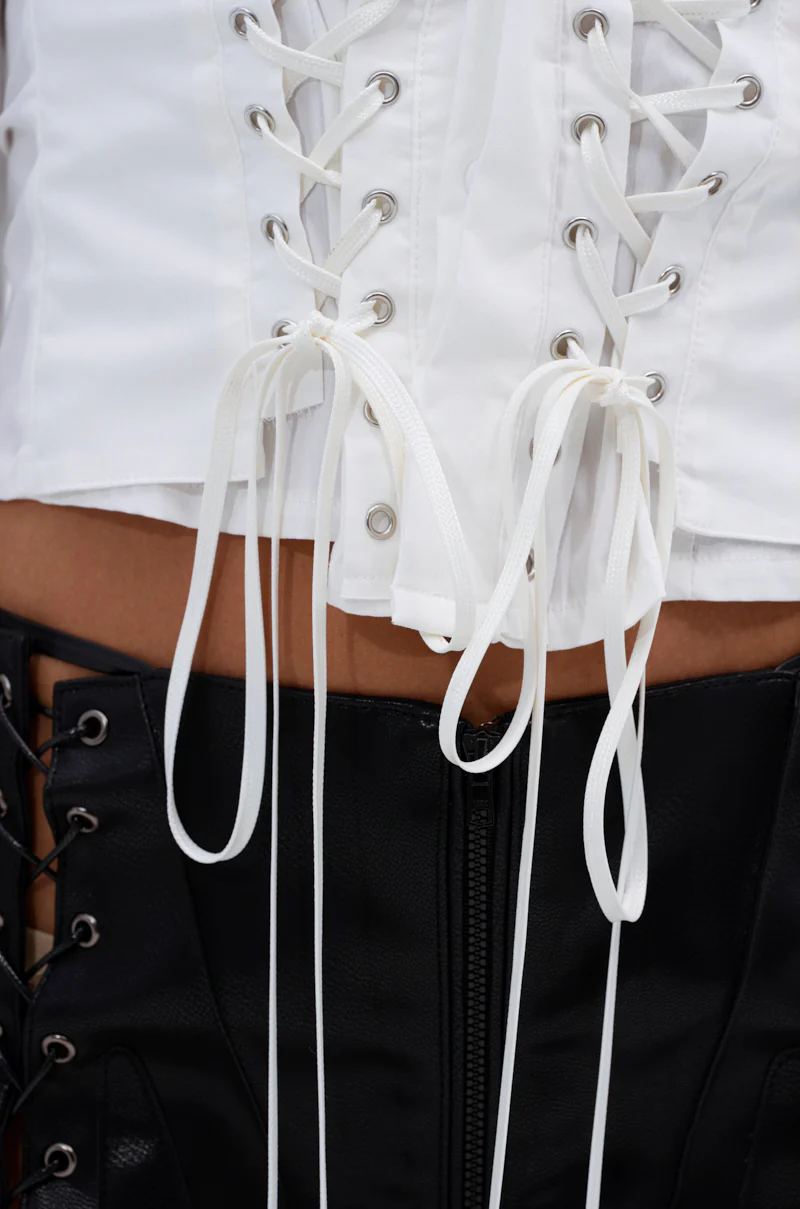 DAKOTA LACEUP BUTTON DOWN BLOUSE - Image 9