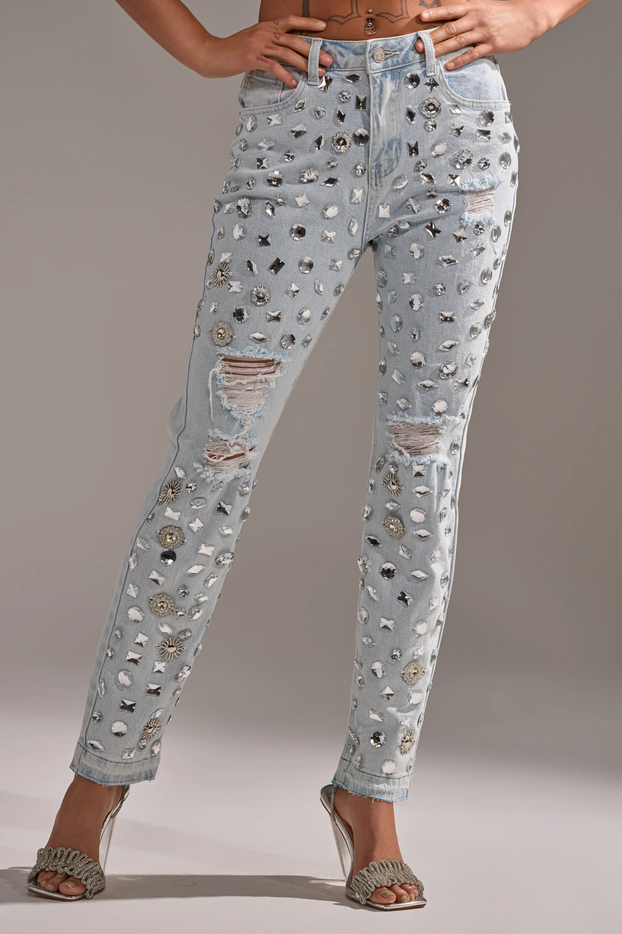 DAMN GIRL EMBELLISHED SKINNY DENIM - Image 3