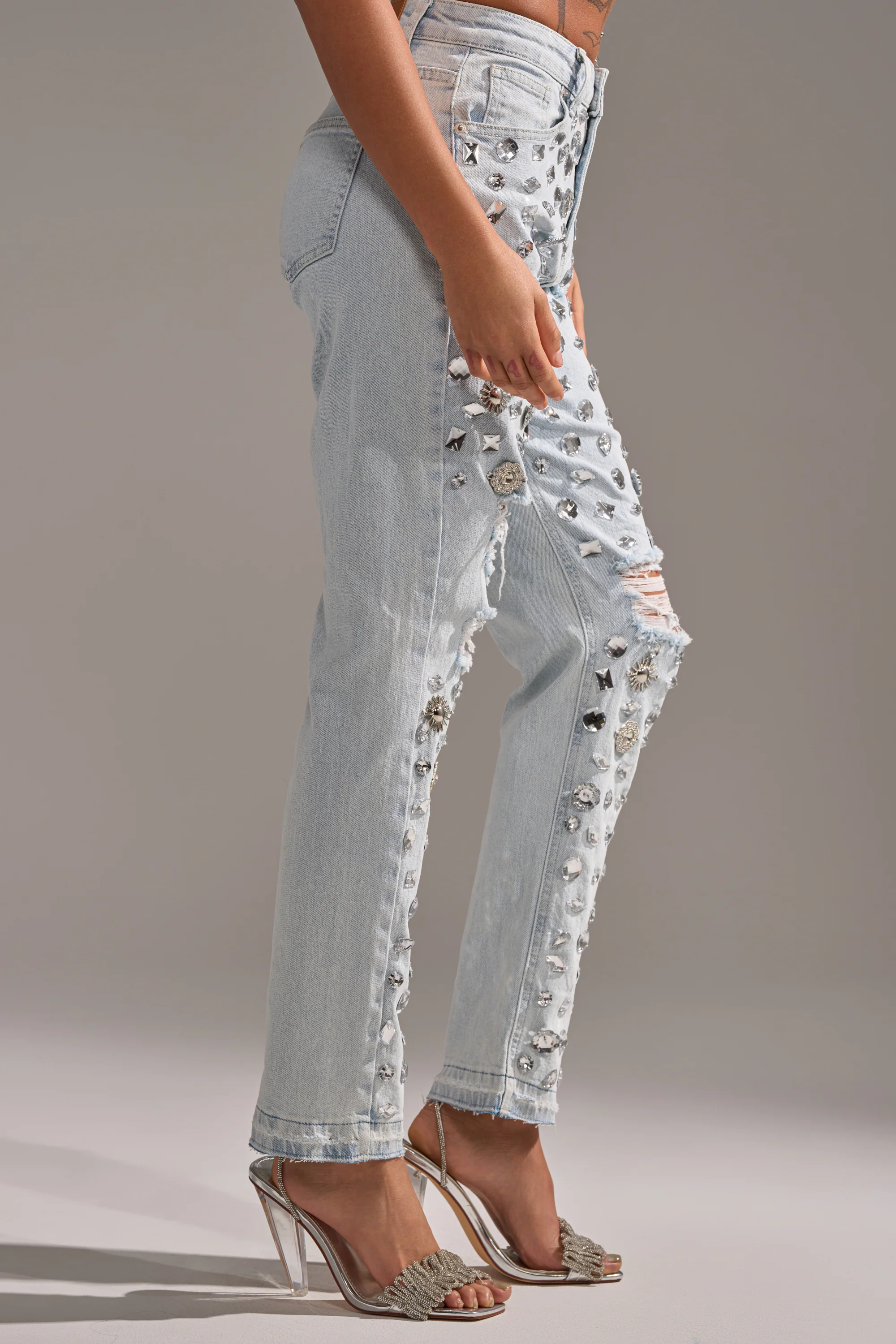 DAMN GIRL EMBELLISHED SKINNY DENIM - Image 4