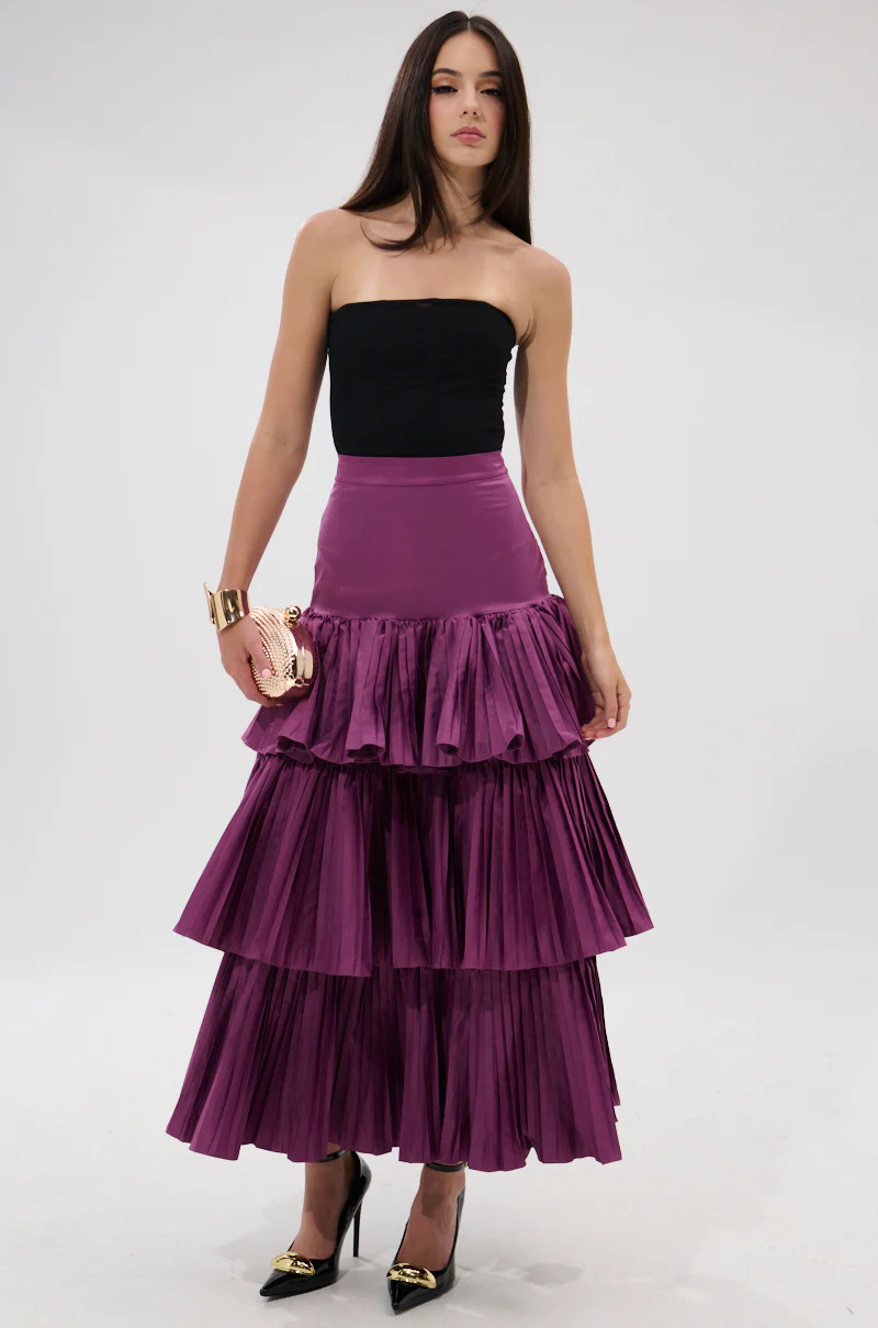 DANCE AROUND WITH ME PLEATED MAXI SKIRT IN PLUM - Image 6