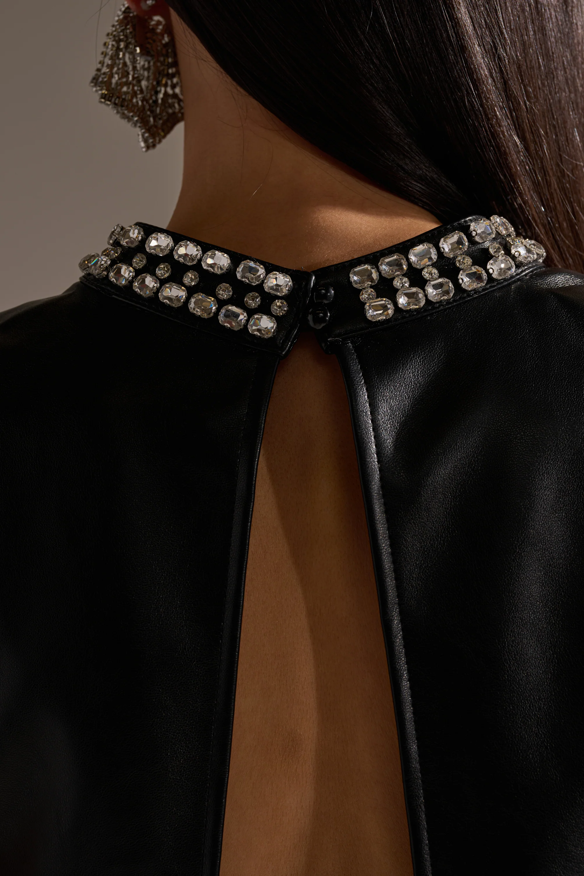 DANCE THE NIGHT AWAY FAUX LEATHER RHINESTONE BLOUSE - Image 9