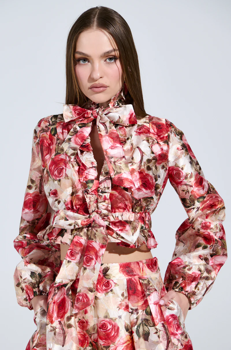 DANCE WITH ME FLORAL TIE FRONT BLOUSE - Image 2