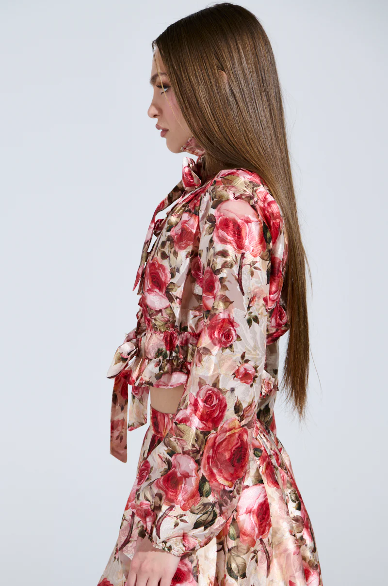 DANCE WITH ME FLORAL TIE FRONT BLOUSE - Image 3
