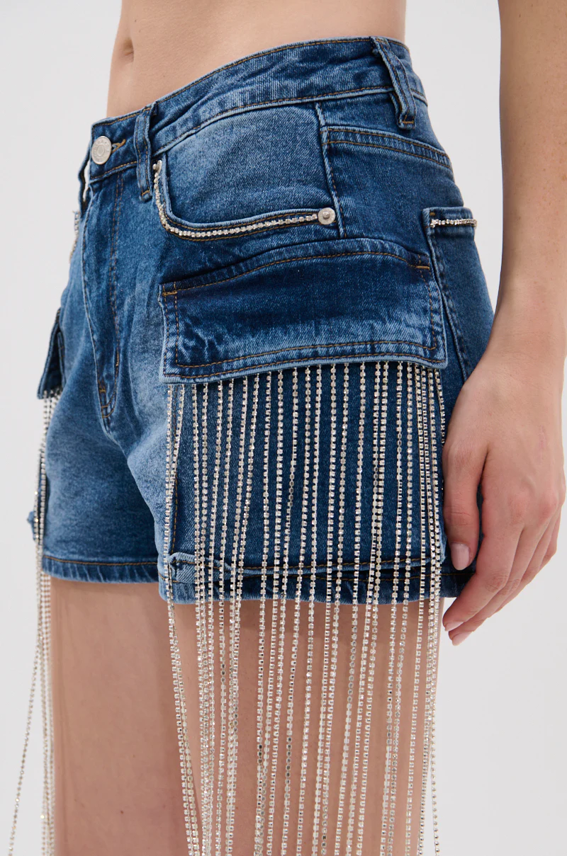 DANCING ALL NIGHT LONG DENIM EMBELLISHED SHORT - Image 9