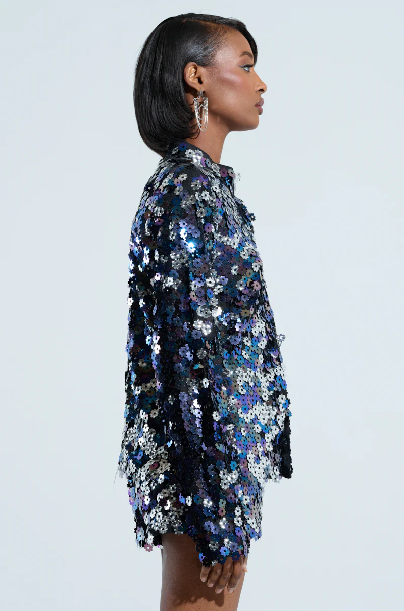 DANCING BY MYSELF LONG SLEEVE SEQUIN TOP - Image 3