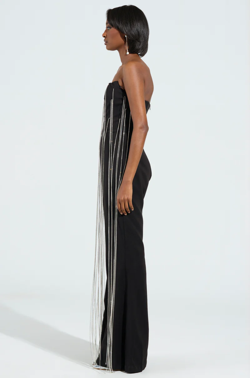 DANCING THE NIGHT AWAY WOVEN RHINESTONE JUMPSUIT - Image 2
