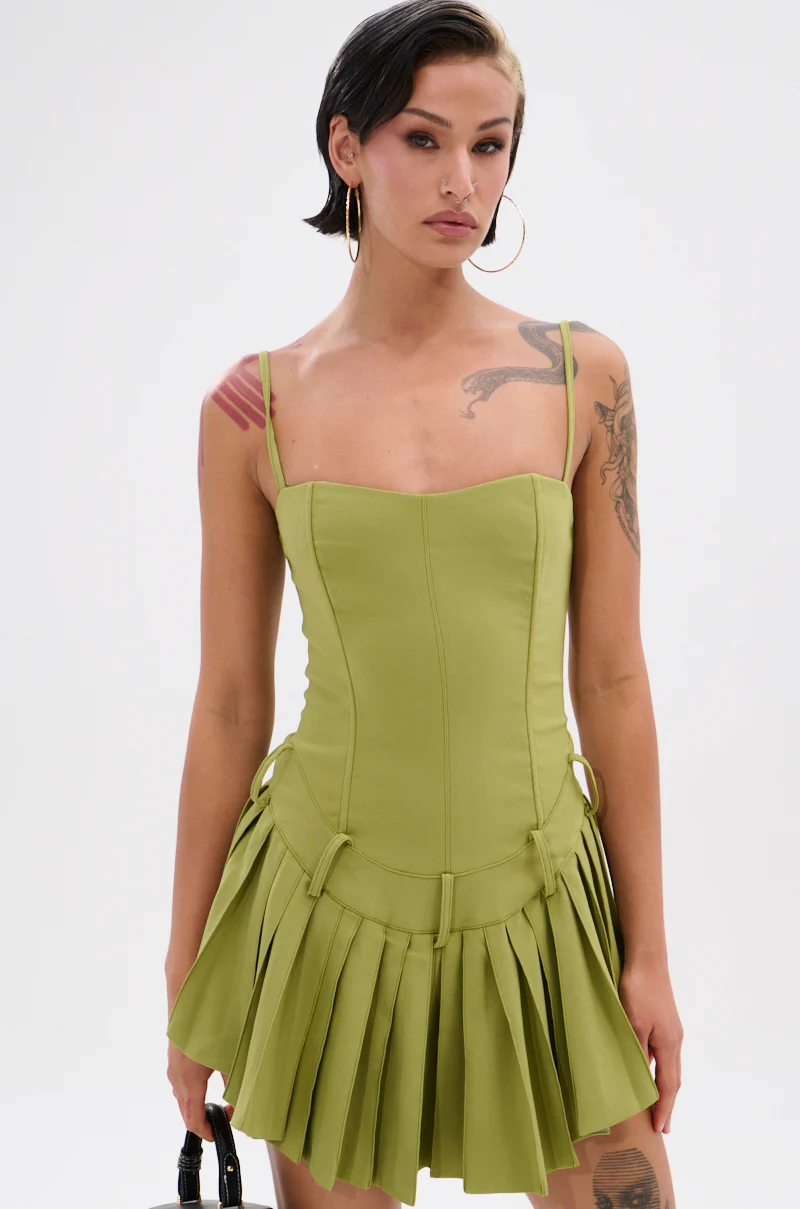 DANCING THROUGH LIFE MINI DRESS IN OLIVE - Image 2