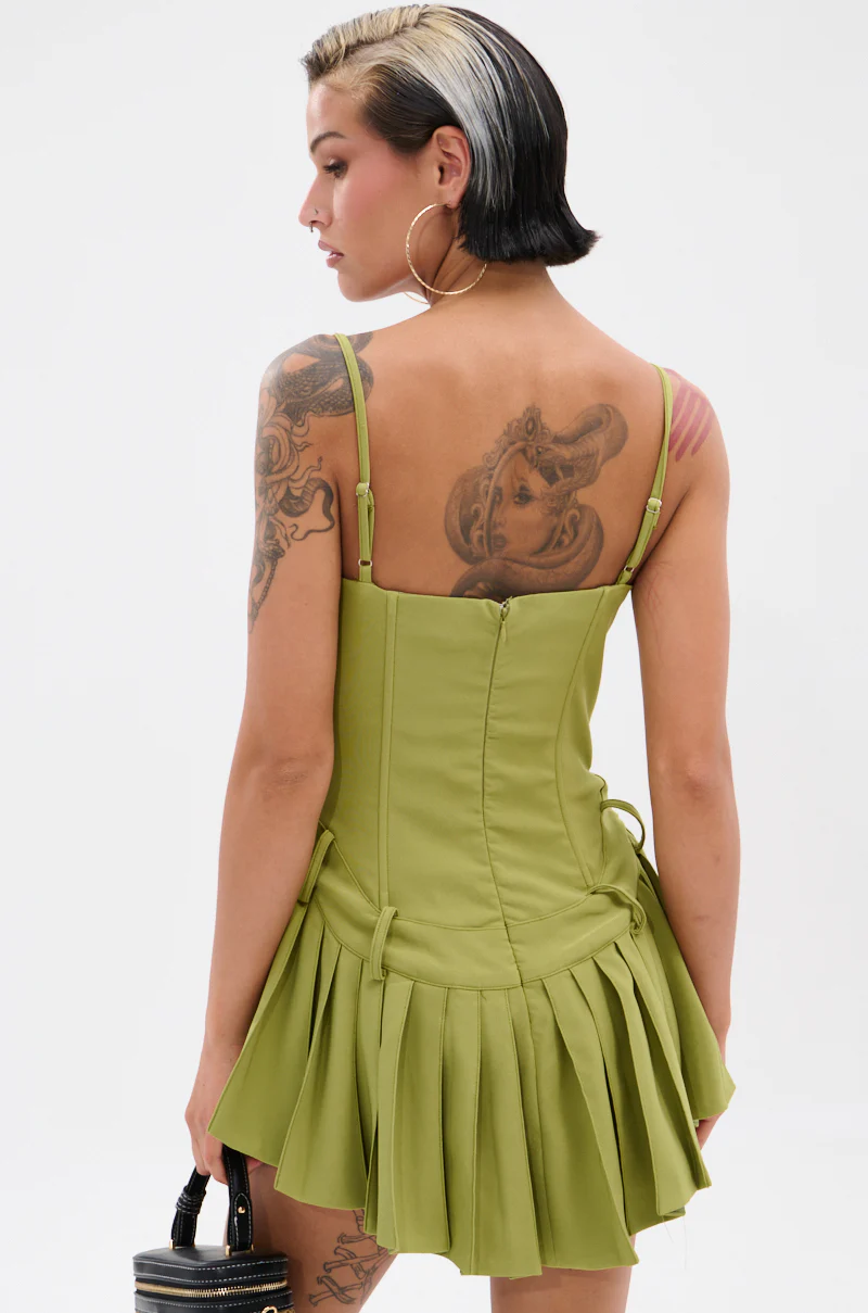 DANCING THROUGH LIFE MINI DRESS IN OLIVE - Image 5