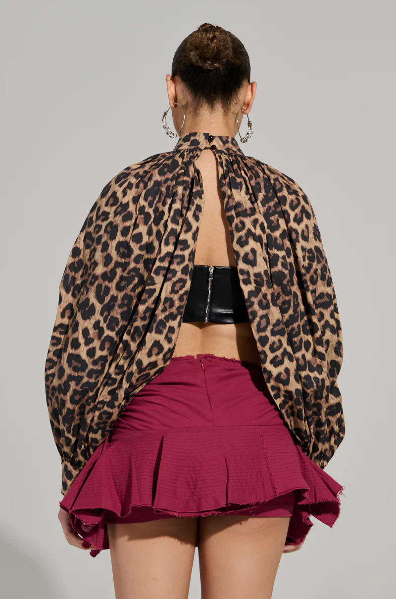 DANGEROUS GIRL LEOPARD LONG SLEEVE PUFF BLOUSE - Image 3